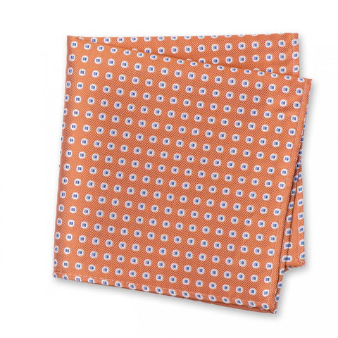 Orange & Blue Classic Oxford Spot Silk Handkerchief