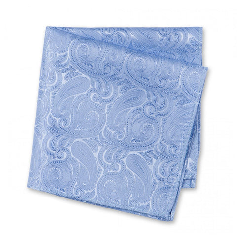 Pastel Blue Paisley Woven Silk Handkerchief