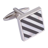 Black and Mother of Pearl Striped Square Cufflinks