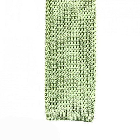 Pale Green Knitted Square Cut Silk Tie
