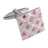 Pink Crystal Diamond Shape Cufflinks