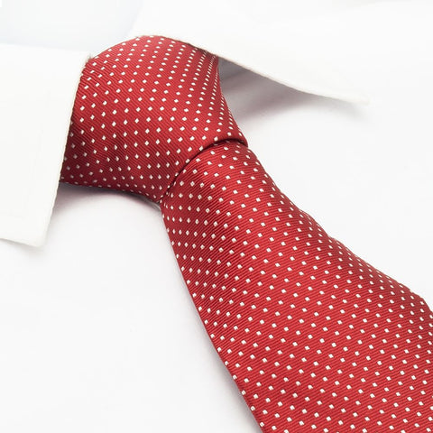 Red Neat Pin Dot Silk Tie