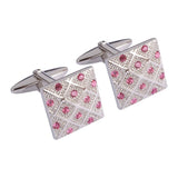 Pink Crystal Diamond Shape Cufflinks