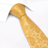 Classic Gold Paisley Silk Tie & Handkerchief Set