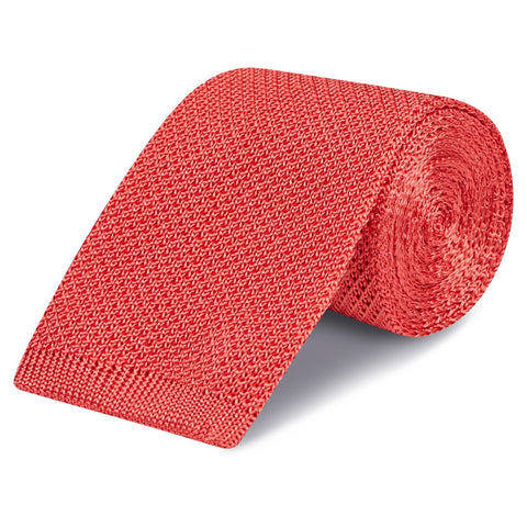 Coral Knitted Square Cut Silk Tie