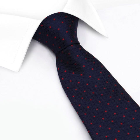 Navy & Red Classic Textured Spot Silk Tie