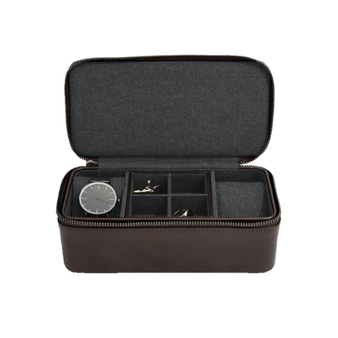 Brown Zipped Watch and Cufflink Stackers Box