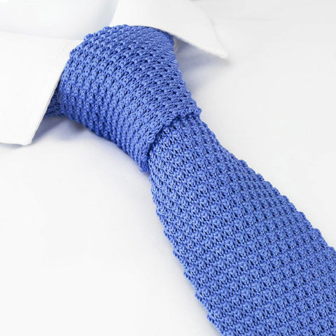 Blue Knitted Square Cut Tie