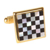 Gold Plated Mother of Pearl Chequered Cufflinks