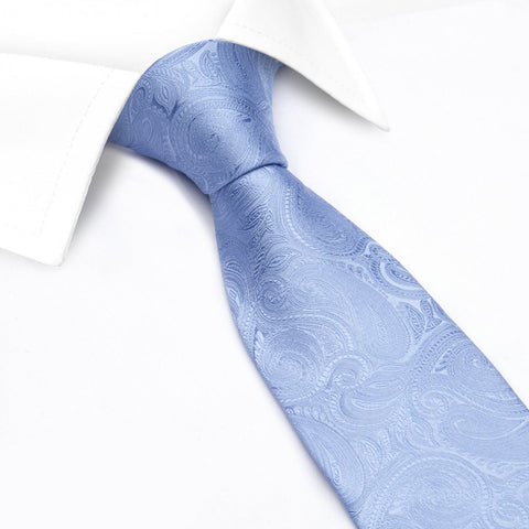 Pastel Blue Paisley Woven Silk Tie