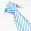Sky Blue & White Striped Woven Silk Tie