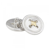 Sterling Silver Button Cufflinks with Gold Thread