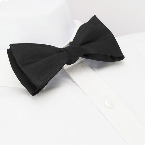 Self-Tie Plain Black Silk Bow Tie