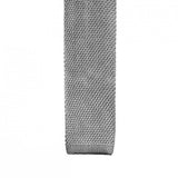 Light Grey Knitted Square Cut Silk Tie