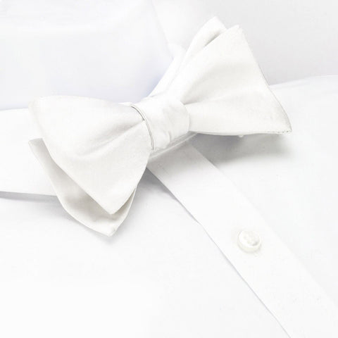 Self-Tie Plain White Silk Bow Tie