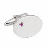 Sterling Silver Ruby Oval Cufflinks