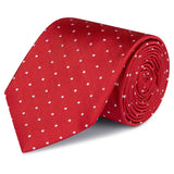 Red Polka Dot Woven Silk Tie