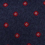 Navy & Red Textured Flower Spot Silk Tie
