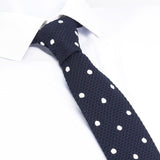 Navy Polka Dot Knitted Square Cut Tie