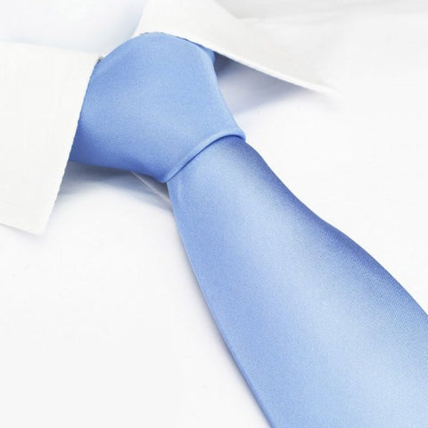 Plain Light Blue Silk Tie