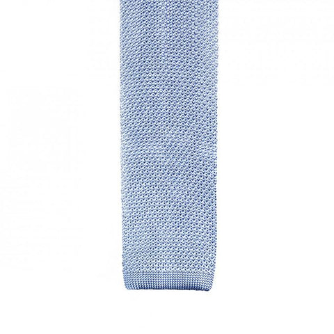 Pastel Blue Knitted Square Cut Silk Tie