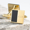 Gold Plated Square Onyx Engraved Cufflinks