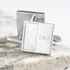 Silver Plated Square Mother of Pearl Engraved Cufflinks