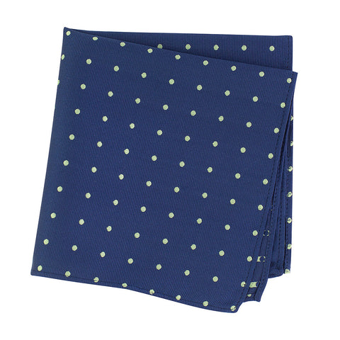 Navy & Green Polka Dot Woven Silk Handkerchief