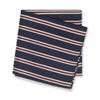 Navy Silk Handkerchief With Burgundy & White Stripes