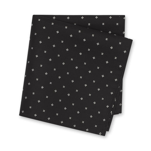 Black & White Flower Spot Silk Handkerchief