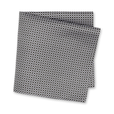 Black & Grey Diamond Gridded Silk Handkerchief