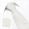 Classic White Paisley Silk Tie & Handkerchief Set