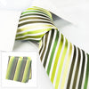 Various Green Striped Woven Silk Tie & Handkerchief Set
