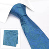 Classic Blue Paisley Silk Tie & Handkerchief Set