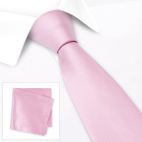 Classic Pink Tie & Handkerchief Set