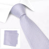 Pastel Lilac & White Thin Stripe Silk Tie & Handkerchief Set