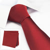 Plain Red Silk Tie & Handkerchief Set
