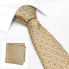 Gold & Blue Floral Luxury Silk Tie & Handkerchief Set