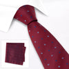 Dark Red & Navy Flower Spot Silk Tie & Handkerchief Set