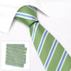 Green with White and Blue Silk Tie & Handkerchief Set