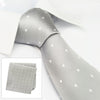 Silver Polka Dot Woven Silk Tie & Handkerchief Set