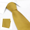 Plain Gold Silk Tie & Handkerchief Set