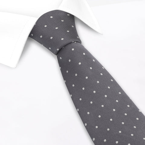 Grey Micro Spot Silk Tie