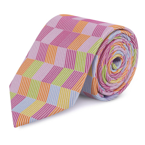 Multicoloured Chevron Silk Tie