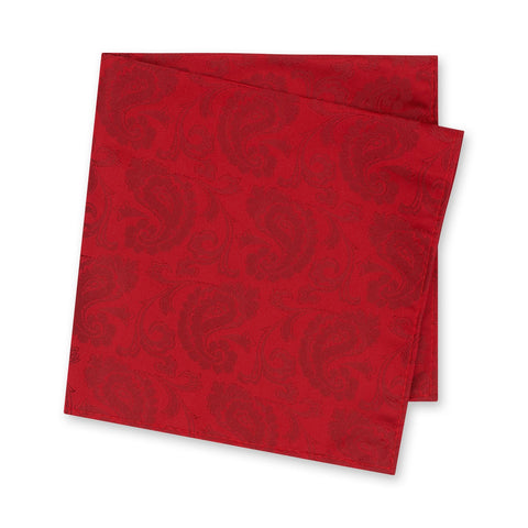 Classic Dark Red Paisley Silk Handkerchief