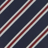 Navy Silk Tie With Burgundy And White Stripes