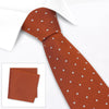 Burnt Orange Micro Spot Silk Tie & Handkerchief Set