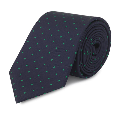 Navy & Green Micro Spot Silk Tie