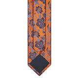 Burnt Orange & Navy Floral Woven Silk Tie