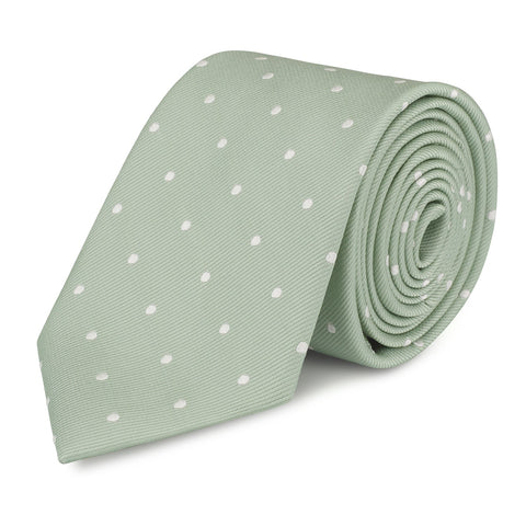 Yoghurt Green Polka Dot Silk Tie